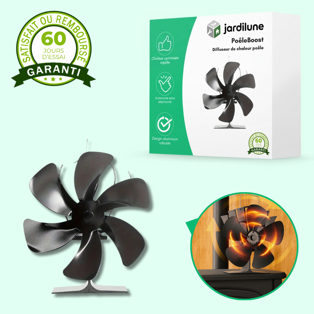 PoêleBoost | Ventilateur pour poêle à bois silencieux | Diffusion de chaleur efficace