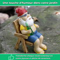 Nain de jardin assis détendu décoratif en résine