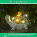 Tortue solaire LED colorée pour jardin