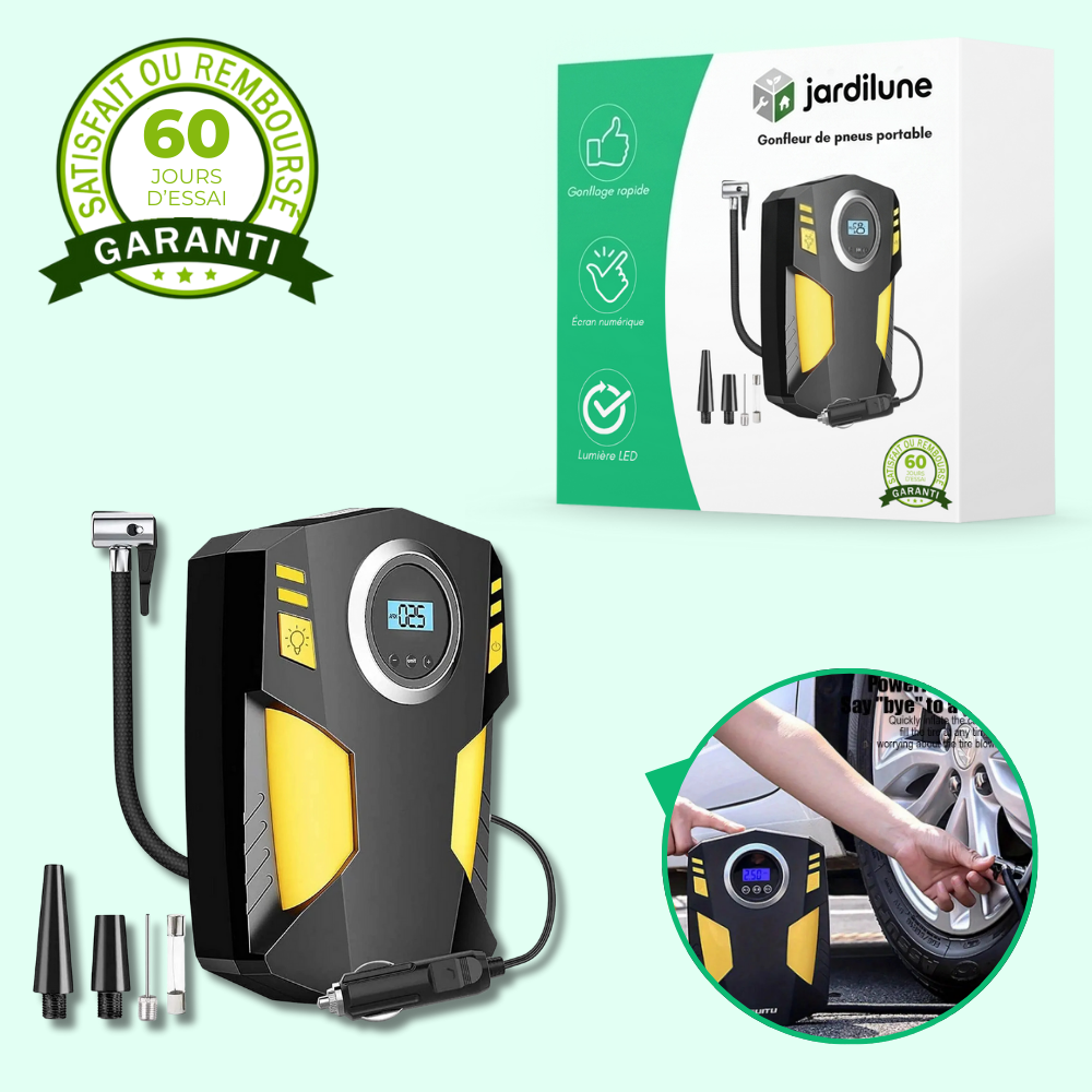 Compresseur à air portable LED – Gonfleur pneus voiture et moto