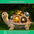 Tortue solaire LED colorée pour jardin