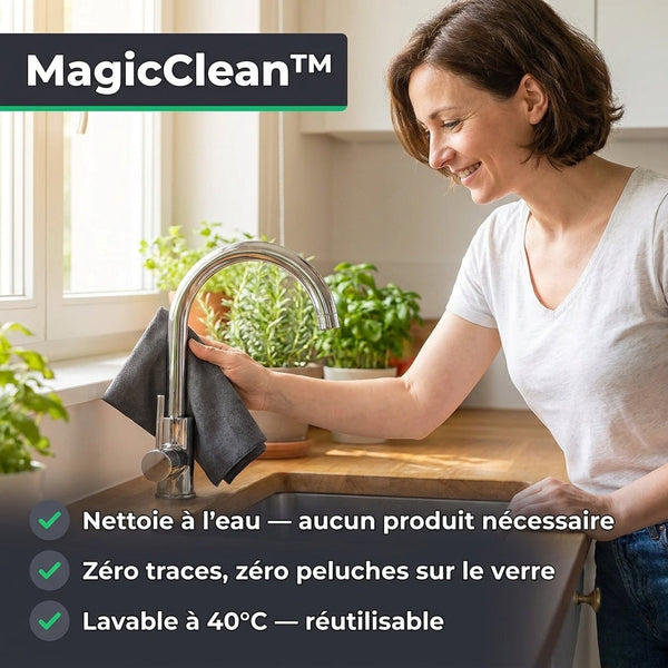 MagicClean – Chiffon microfibre pour vitres et inox